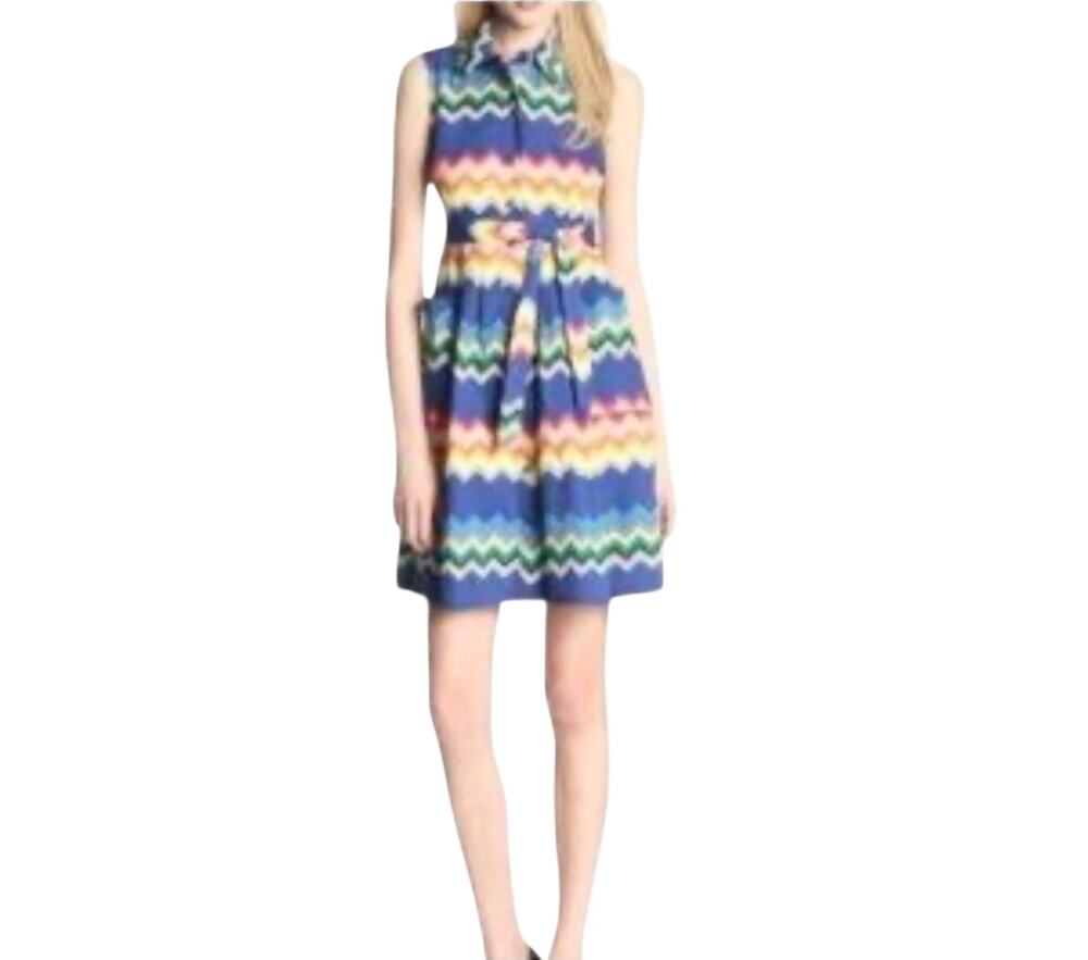 Plenty by Tracy Reese Chevron Zigzag Print Amy Sleeveless A-Line Shirt Dress 2